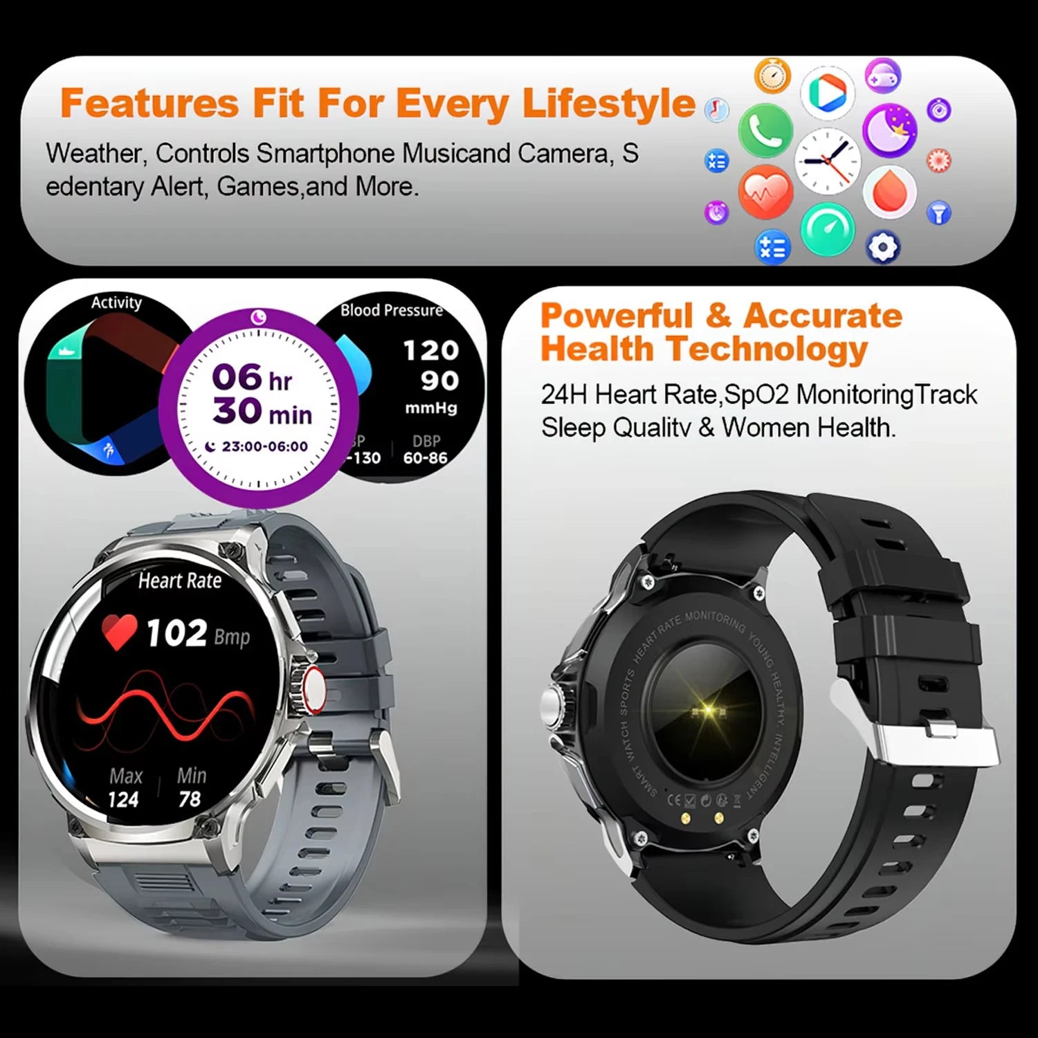 2026 New 1.85 inch Men Smart Watch Outdoors Sports 700mah Large Battery IP68 Waterproof LED Fitness Tracker Smartwatch Man Gifts