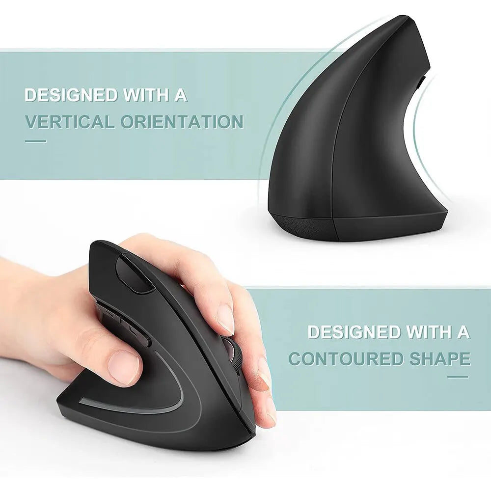 Wireless Bluetooth Vertical Mouse 800 1200 1600 DPI 6 Button Personalised Side Grip Ergonomic 2.4G Mute Gaming PC Computer Mouse