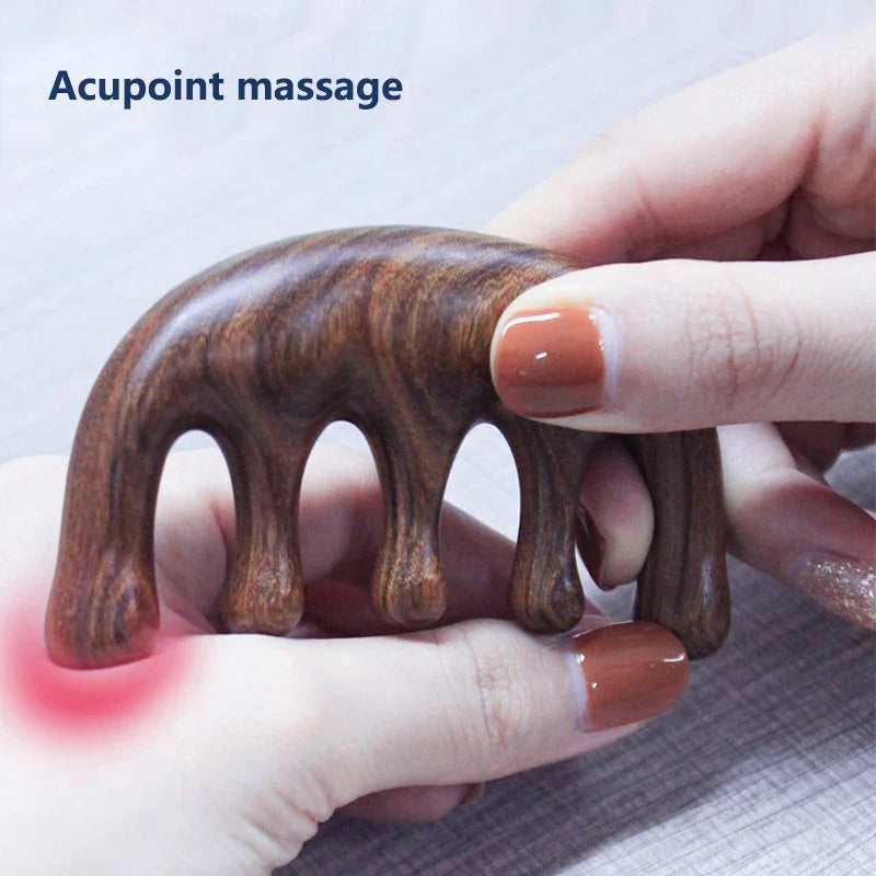 Head massager  Sandalwood Hair Comb Scalp Relax Acupoint Massager Portable Wooden Handle Comb Anti-static Styling Tool