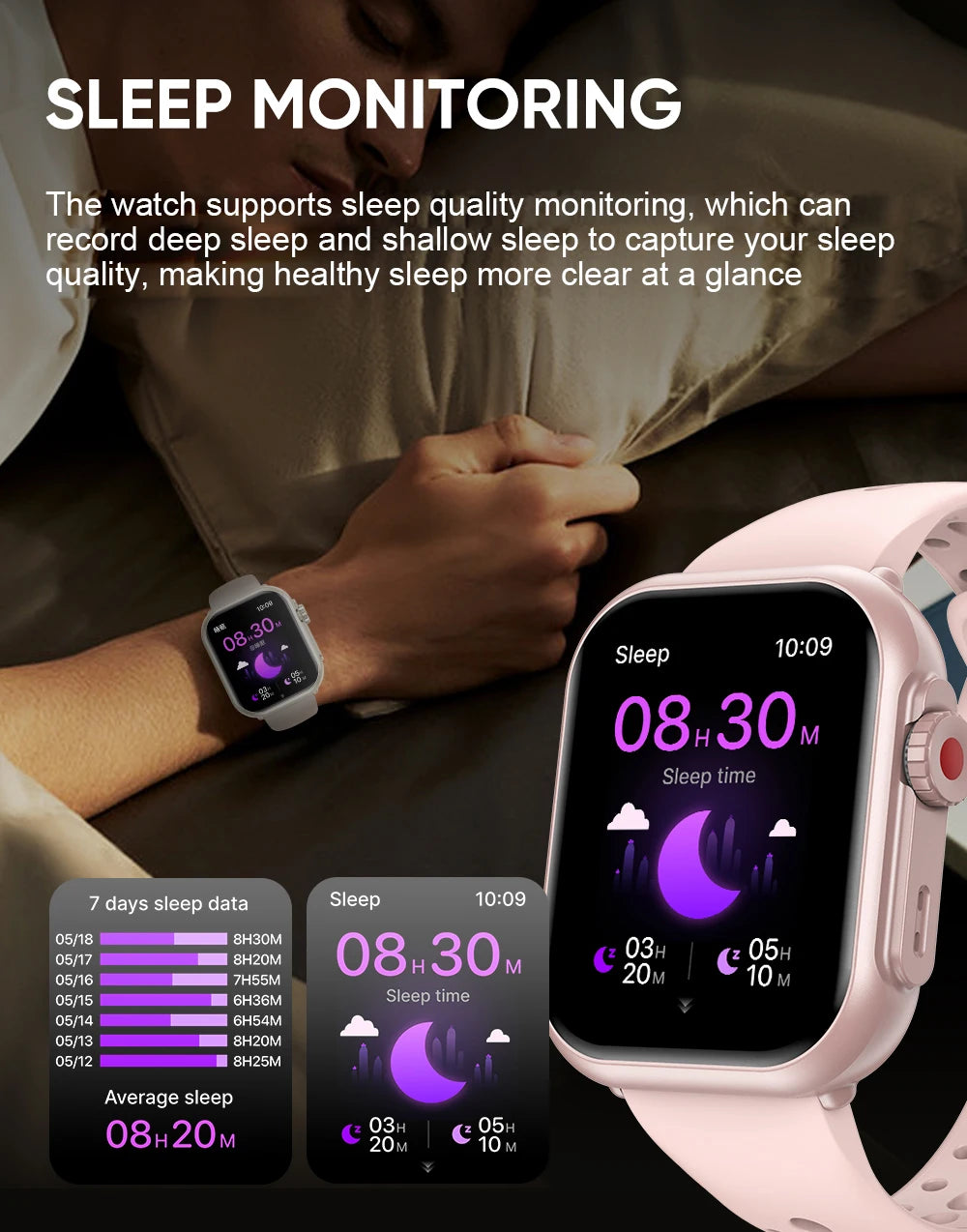 New Smart Watch Men Women 1.85-Inch HD AMOLED Full Touch Screen IP68 Waterproof Bluetooth Call SmartWatch Men For Android IOS