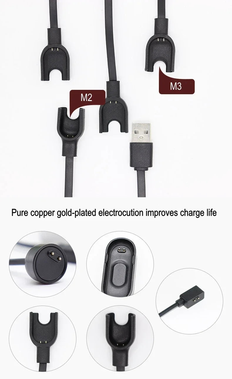 Charging Cable for Xiaomi Smart Band 10 9 8 7 Pro 6 5 4 2 Redmi Watch 4 3 Lite Active Redmi Smart Band 3 2 USB Magnetic Charger