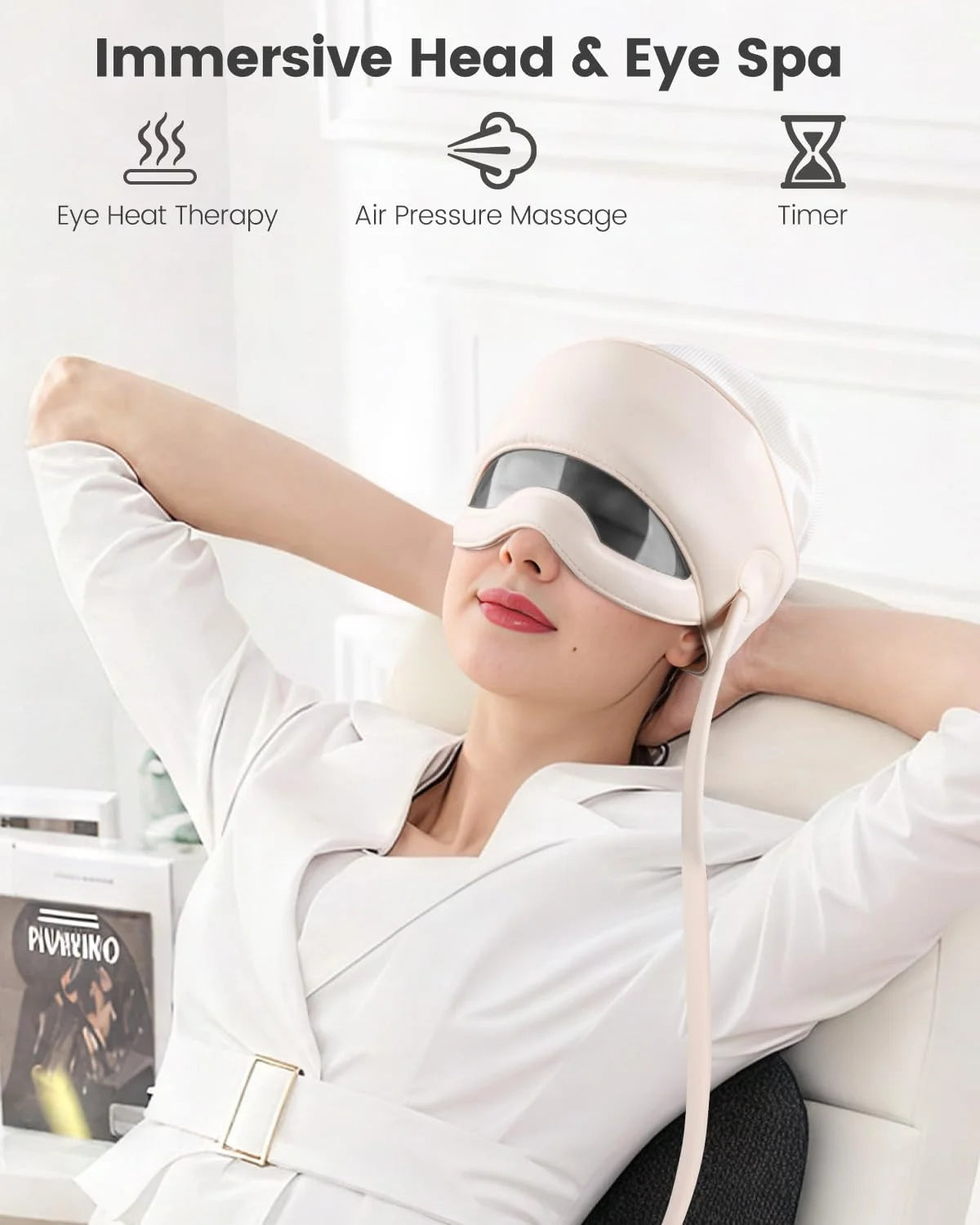 Head Massager for Headaches, Eye Massager with Heat, Rechargeable Head and Eye Massage for Stress Relief, Fatigue, Ideal for Res