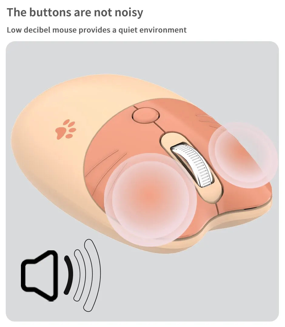 Mofii Cute Cat 2.4G Wireless Mouse, USB Receiver Plug and Play, 3 Adjustable DPI, Compatible with Laptop,PC, Computer