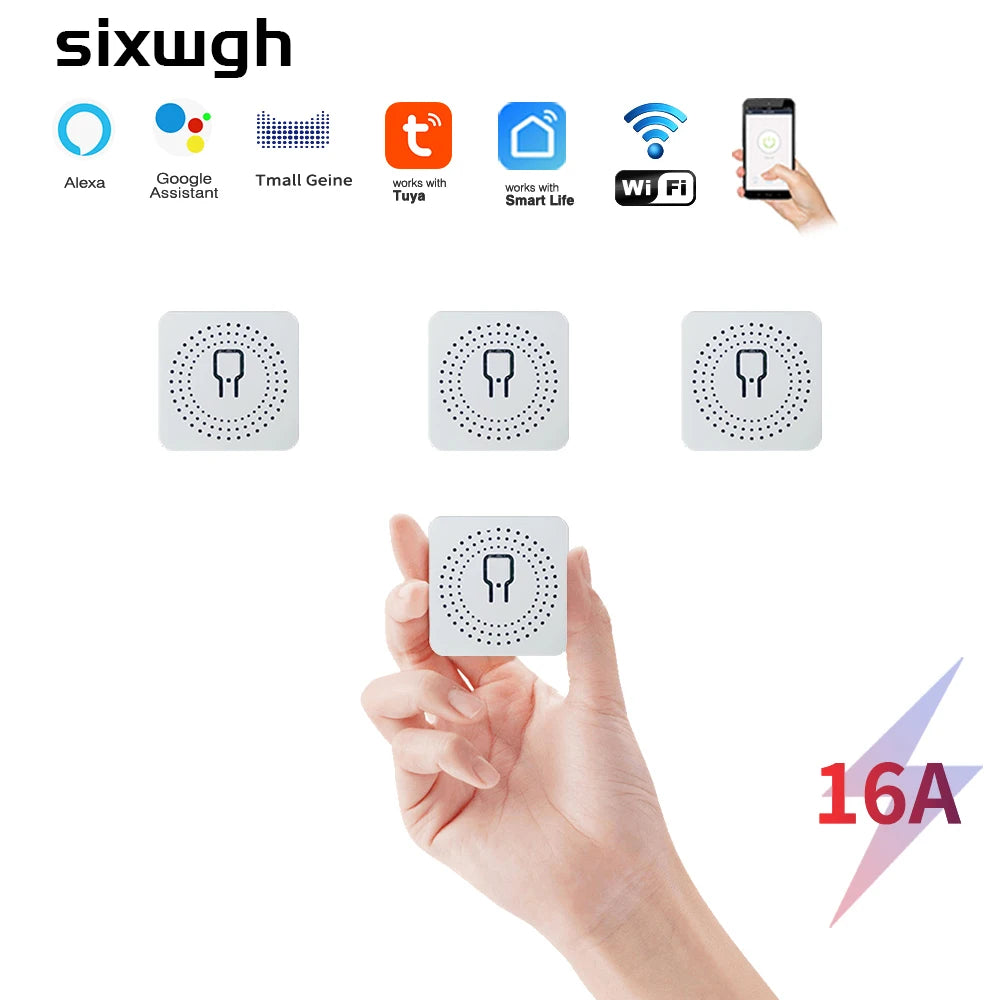 Smart Mini WiFi Switch — Voice & APP Control, 16A, Flame-Retardant, Easy Install