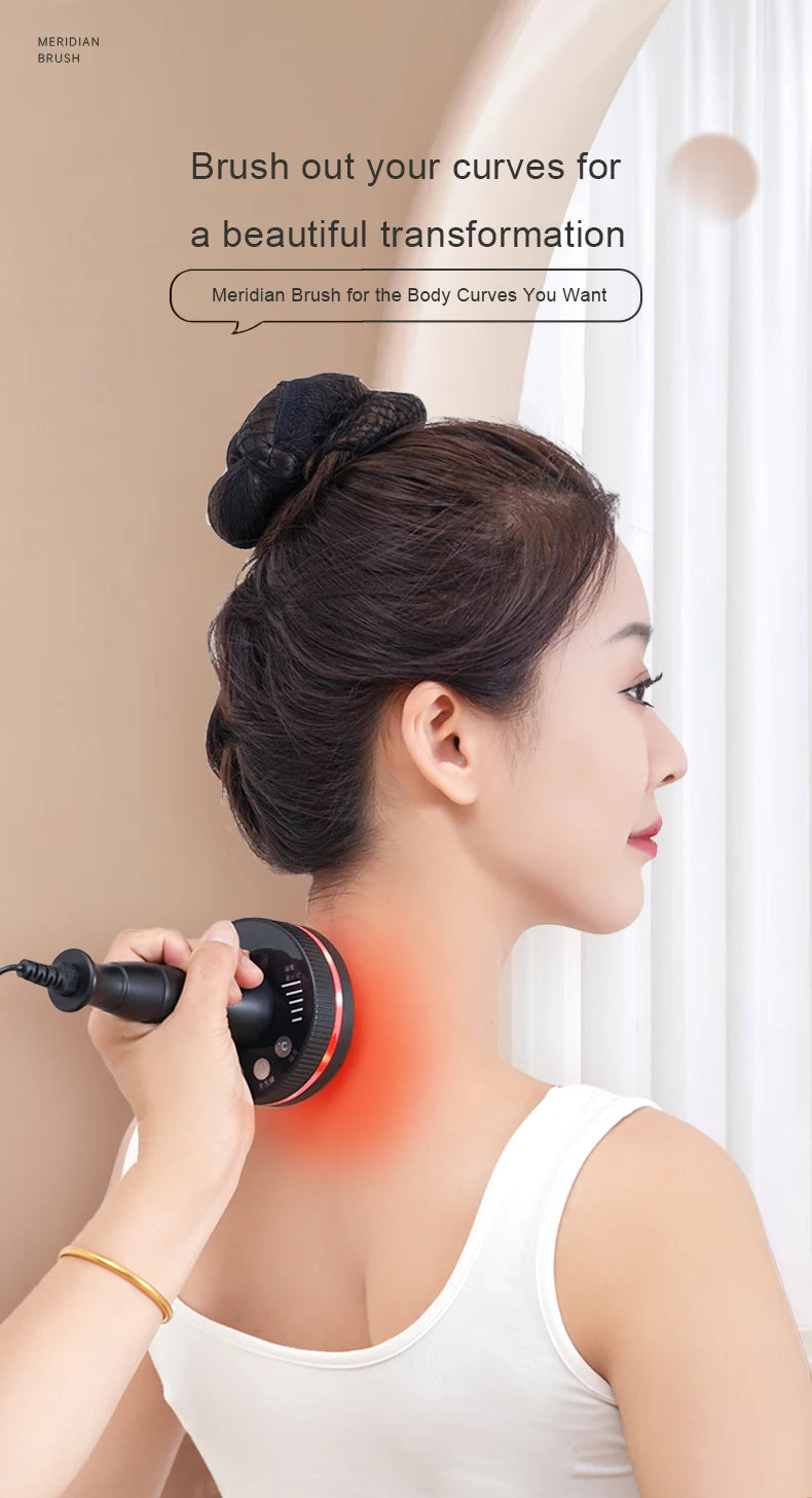 Electric Massager Meridian Massage Brush GuaSha Heating Microcurrent Anti Cellulite Beauty Scraping Infrared Heat Slimming