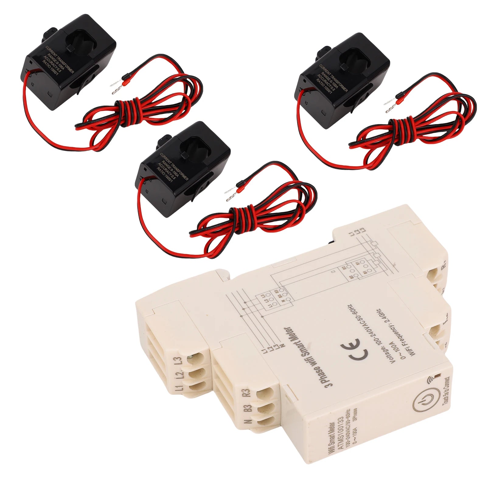 Smart 3-Phase Energy Meter — Remote APP Control, Real-Time Monitoring, 3 Current Sensors