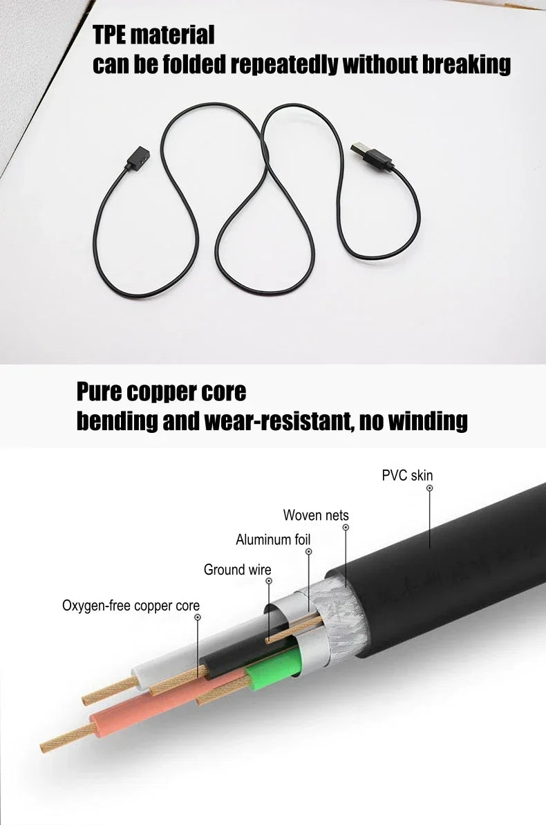 Charging Cable for Xiaomi Smart Band 10 9 8 7 Pro 6 5 4 2 Redmi Watch 4 3 Lite Active Redmi Smart Band 3 2 USB Magnetic Charger