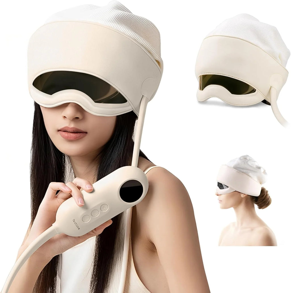 Head Massager for Headaches, Eye Massager with Heat, Rechargeable Head and Eye Massage for Stress Relief, Fatigue, Ideal for Res