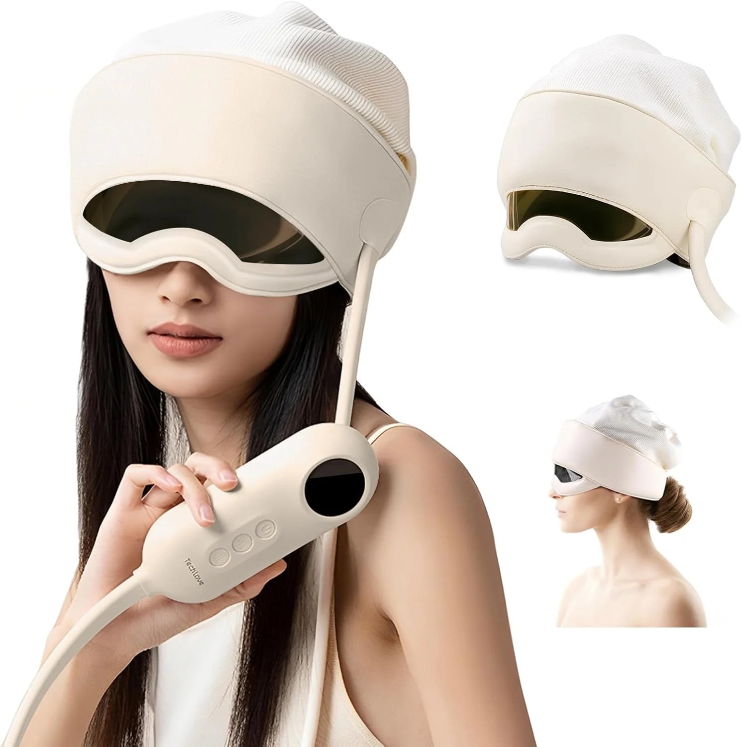 Head Massager for Headaches, Eye Massager with Heat, Rechargeable Head and Eye Massage for Stress Relief, Fatigue, Ideal for Res