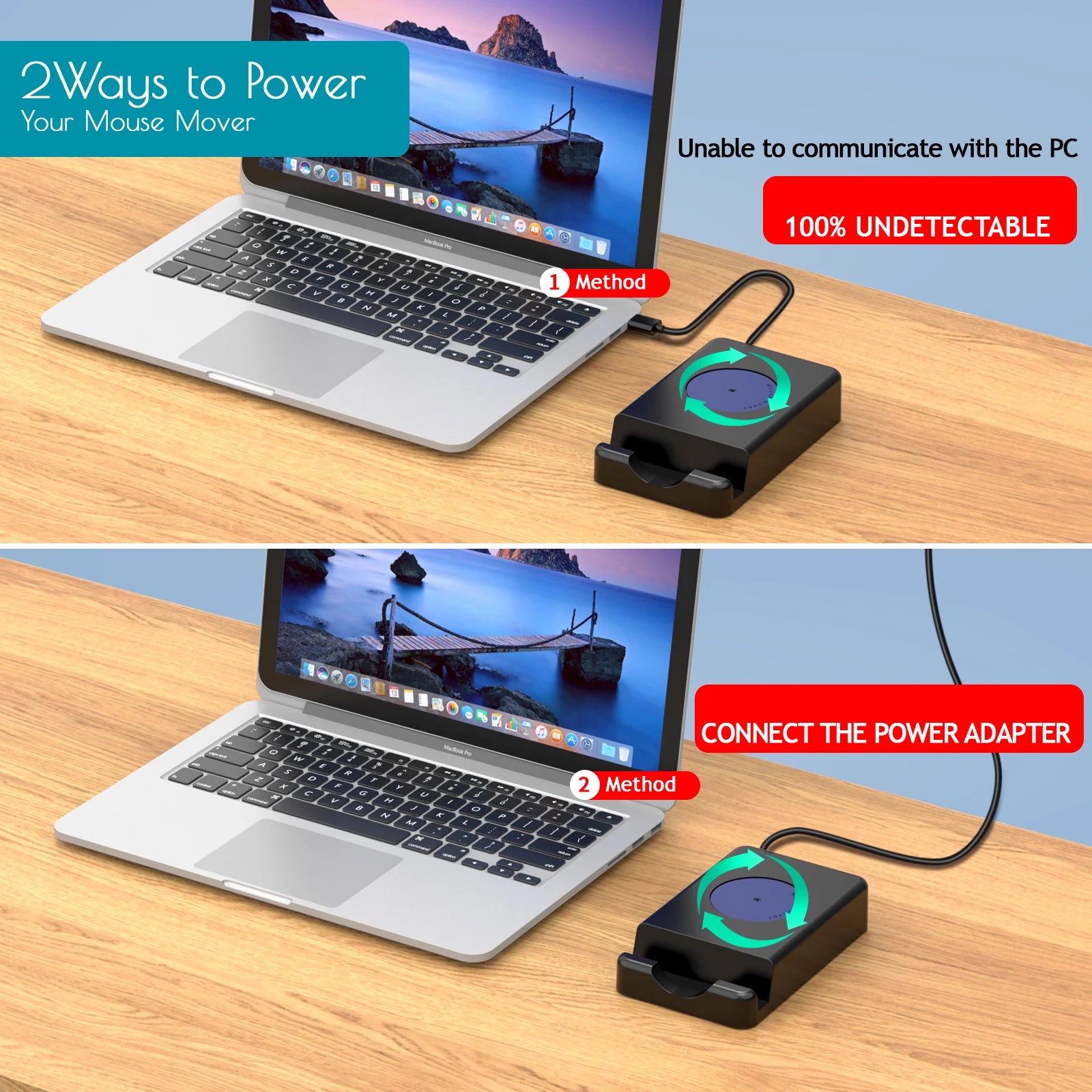 Mouse Mover with Adjustable Interval Timer,Ultra-Silent Motor,Mouse Jiggler Simulates Real Mouse Movement Keeping Computer Awake