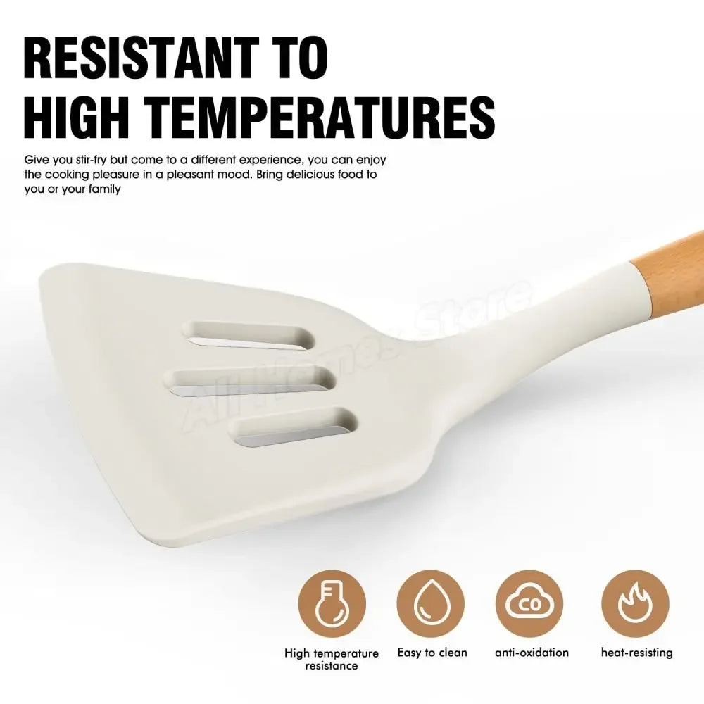 Kitchen Kit 12 Pieces Silicone Food Grade Utensils Cooking Sets Turner Spatula Measuring Spoon Practical Cookware Tool Kitchenwa