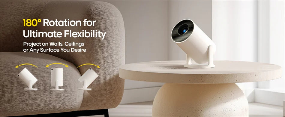 XFY Mini HY300 Projector with 5G WIFI and Bluetooth 4K 1080P Support Portable Projector 180° Rotatable Auto Keystone Projector