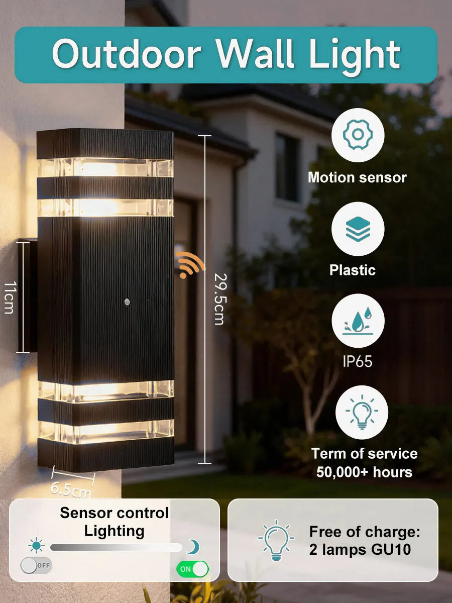 Smart Motion Sensing Outdoor Wall Light — Waterproof LED, 110V-220V for Porch & Garden