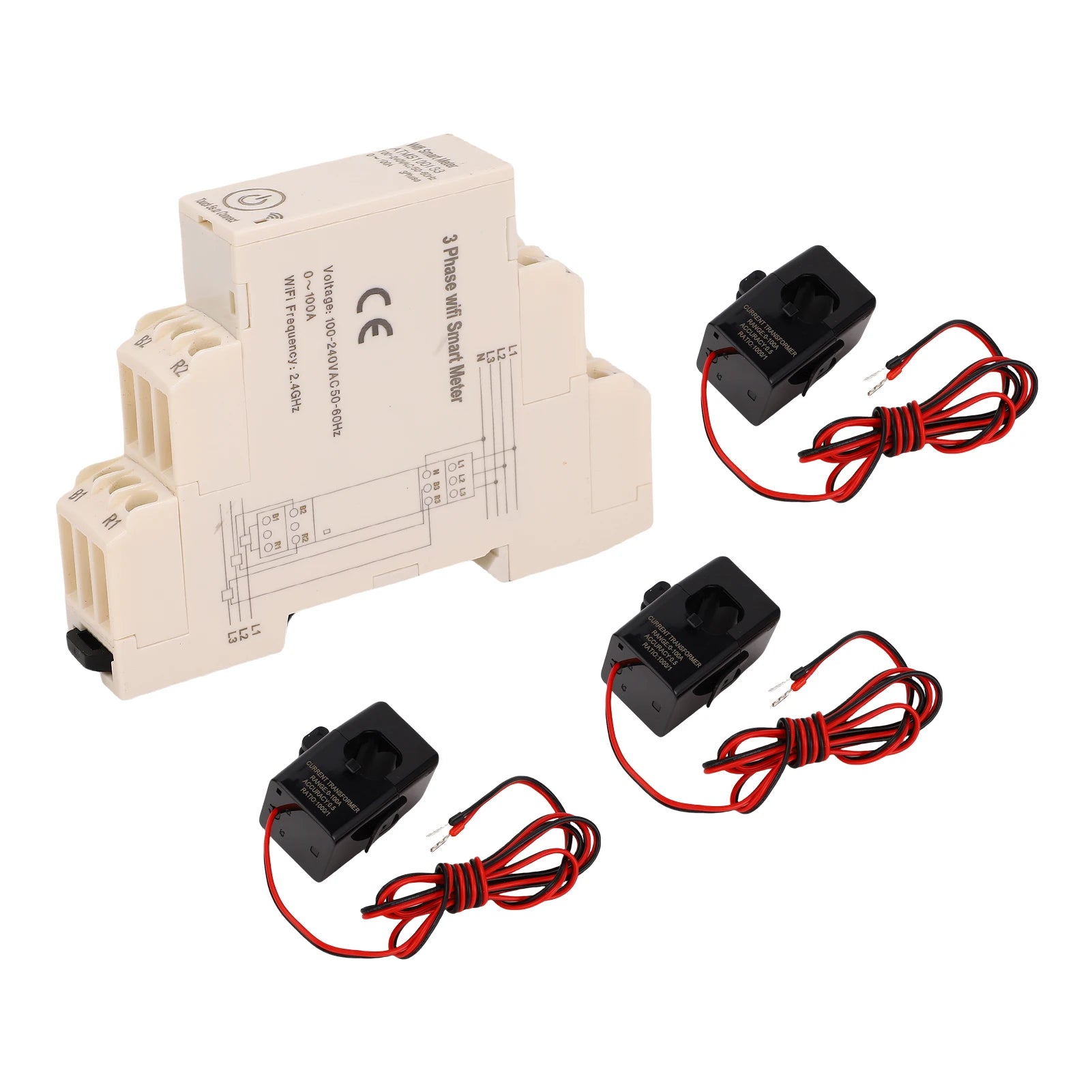 Smart 3-Phase Energy Meter — Remote APP Control, Real-Time Monitoring, 3 Current Sensors