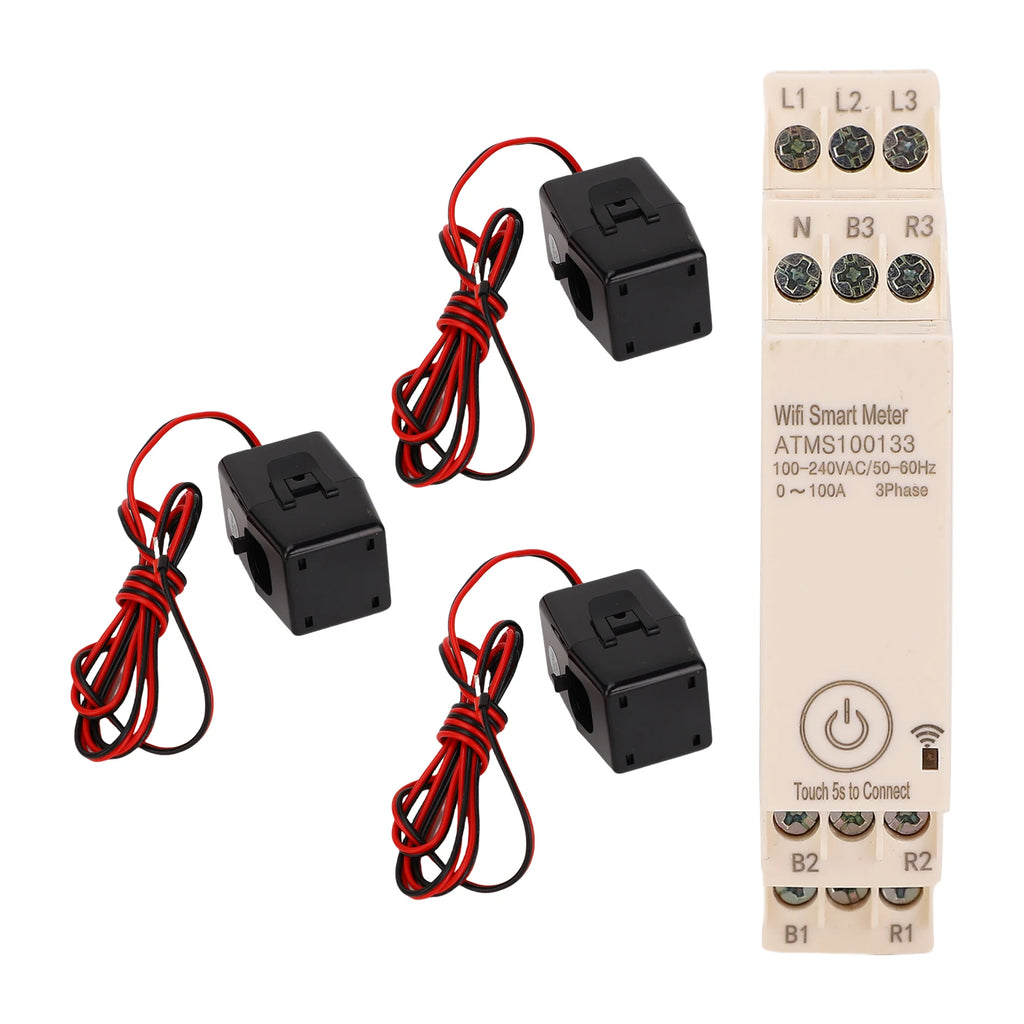 Smart 3-Phase Energy Meter — Remote APP Control, Real-Time Monitoring, 3 Current Sensors