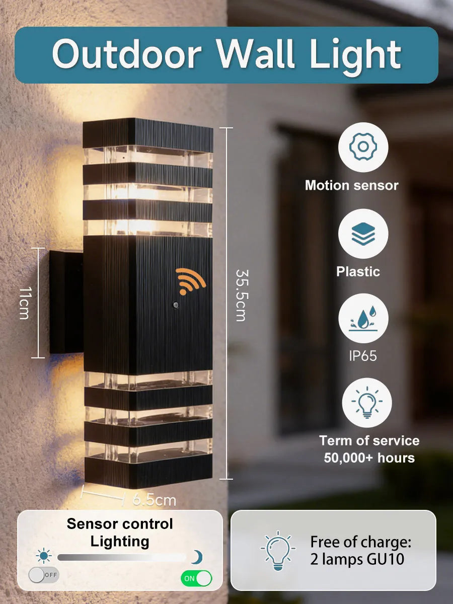 Smart Motion Sensing Outdoor Wall Light — Waterproof LED, 110V-220V for Porch & Garden