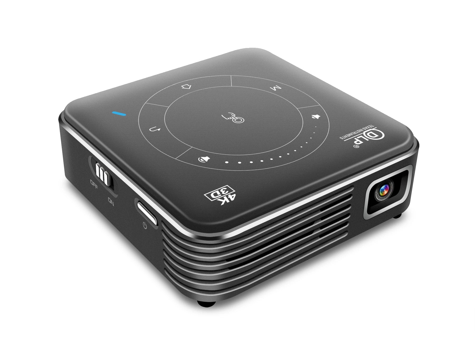 Mini 3D Portable Projector — 4K DLP, Android, WiFi, Bluetooth, Rechargeable Battery, Outdoor & Car Use