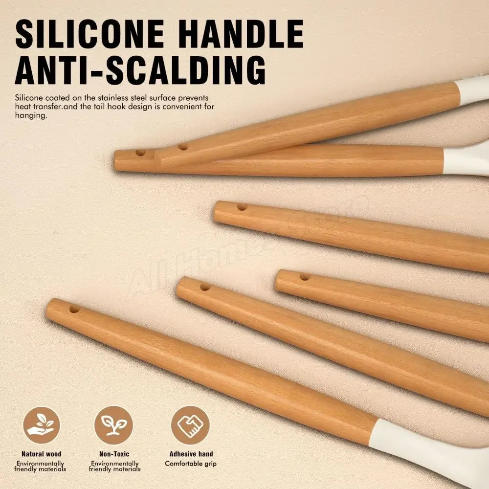 Kitchen Kit 12 Pieces Silicone Food Grade Utensils Cooking Sets Turner Spatula Measuring Spoon Practical Cookware Tool Kitchenwa