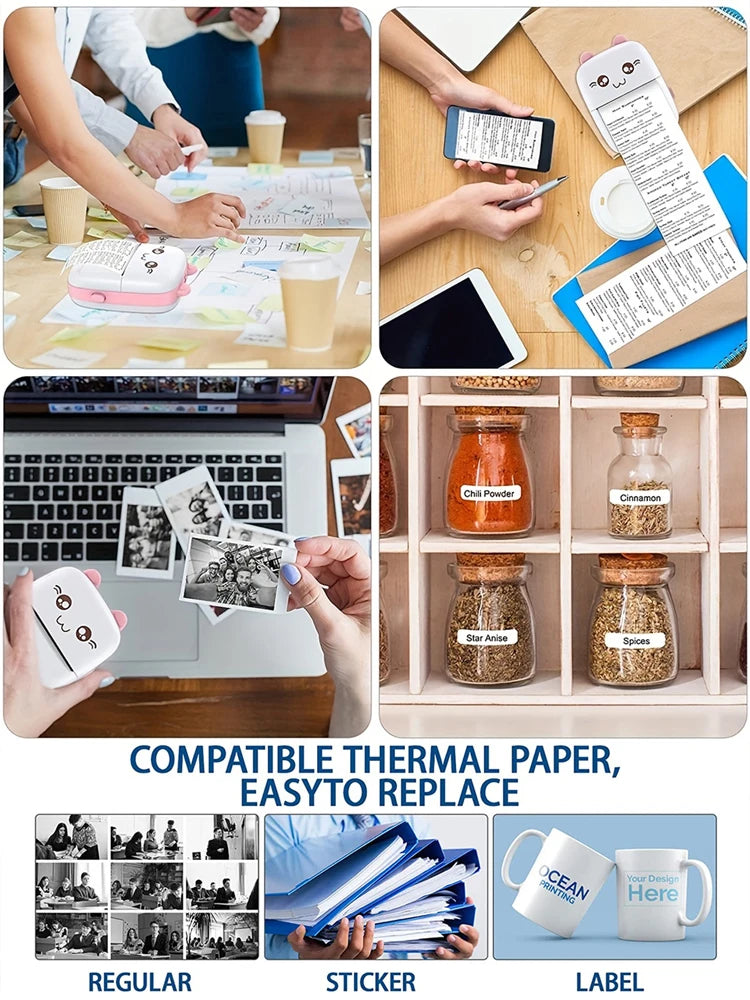 Mini Printer For IPhone And Android, Wireless Mini Photo Printer Label Printer, Portable Mini Thermal Printer For Printing Label