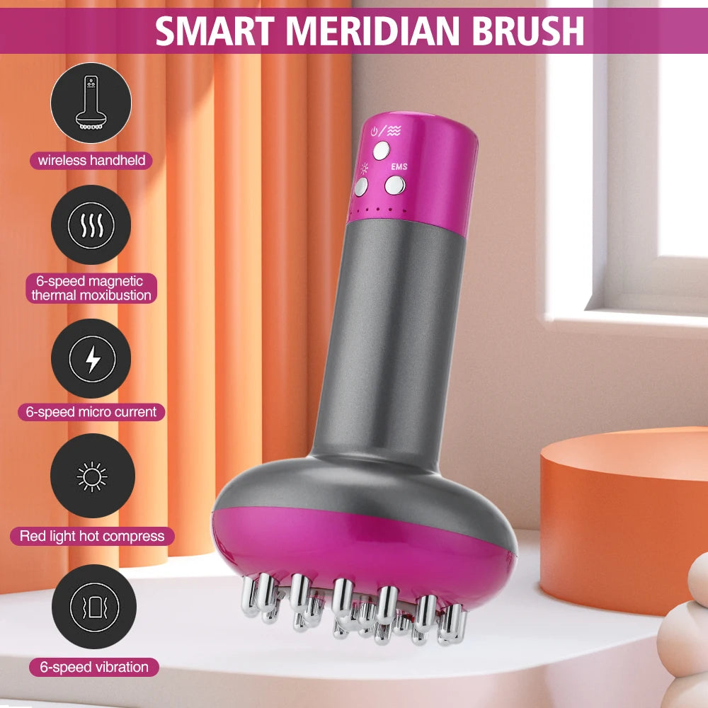 Eletric Guahsa Massager Meridian Massage Brush Lymphatic Drainage Machine Heating Microcurrent Body Back Massager Anti Cellulite