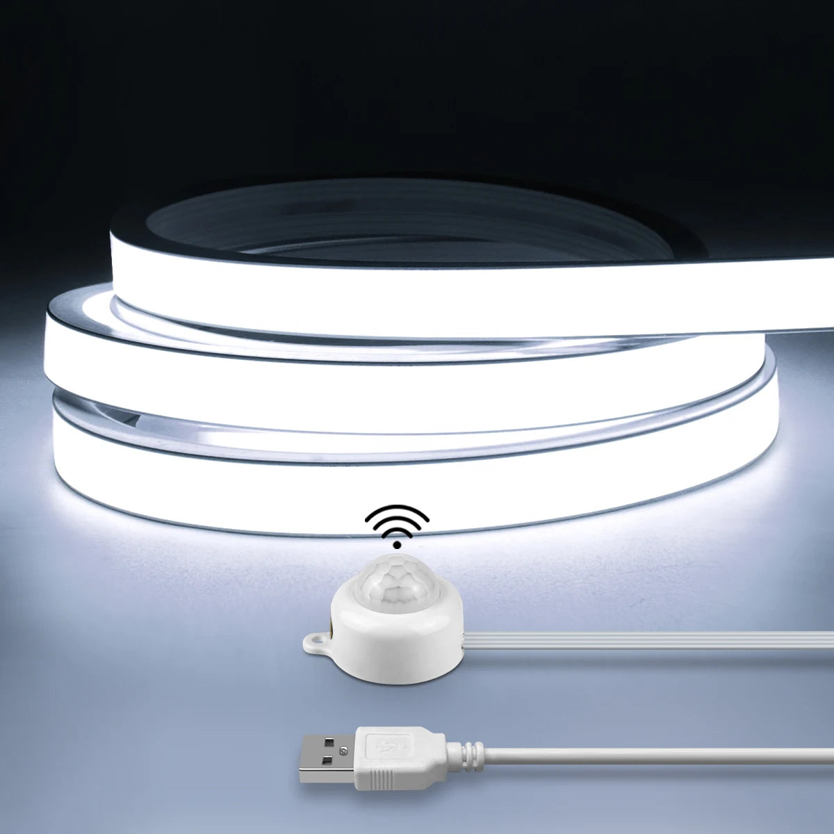 Smart PIR Motion Sensor LED Strip — Auto On/Off, 320 LEDs/m, Waterproof for Kitchen & Stairs