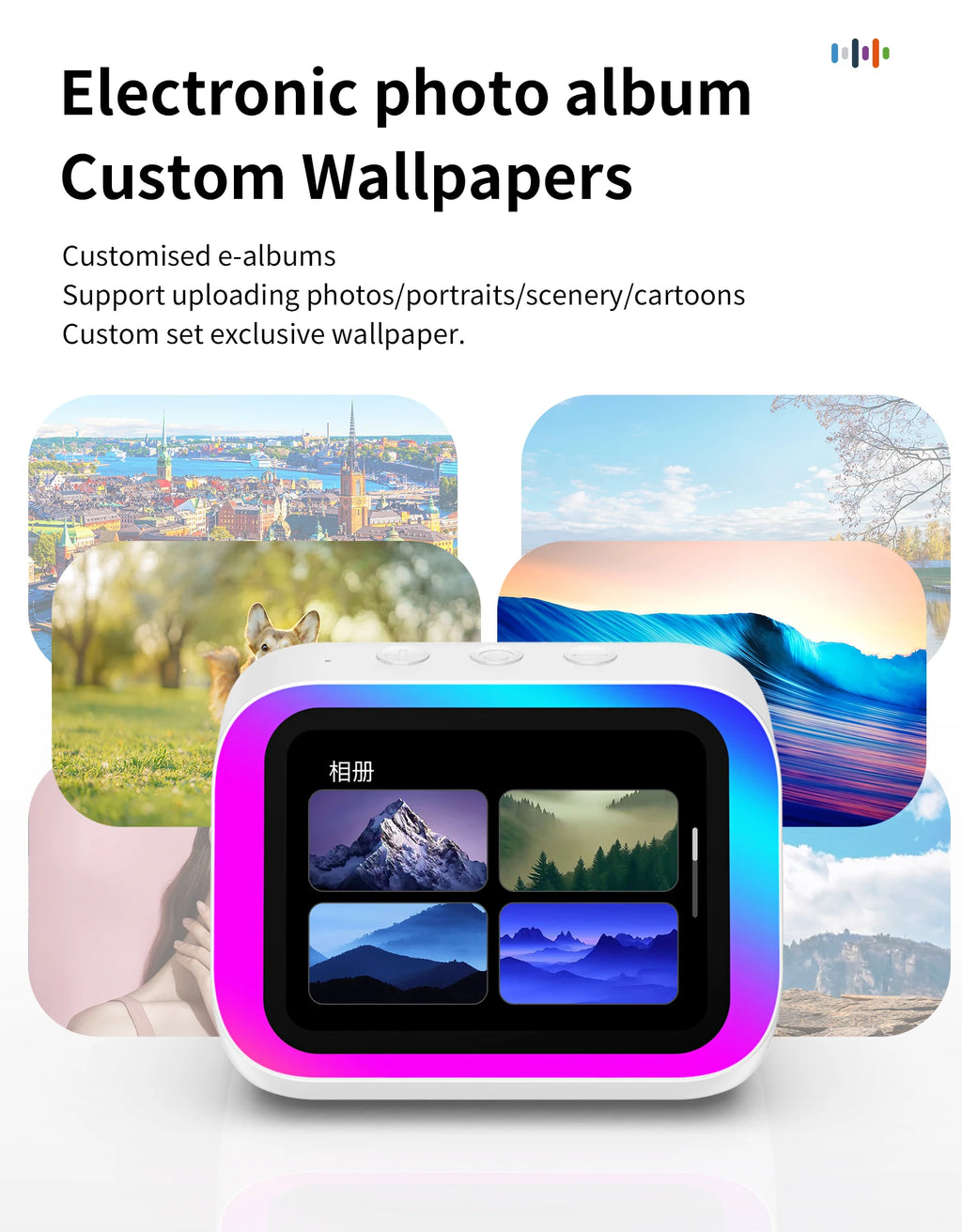 Smart Speaker with Screen Display — Voice Assistant, Bluetooth, Photo Album & Smart Home Hub