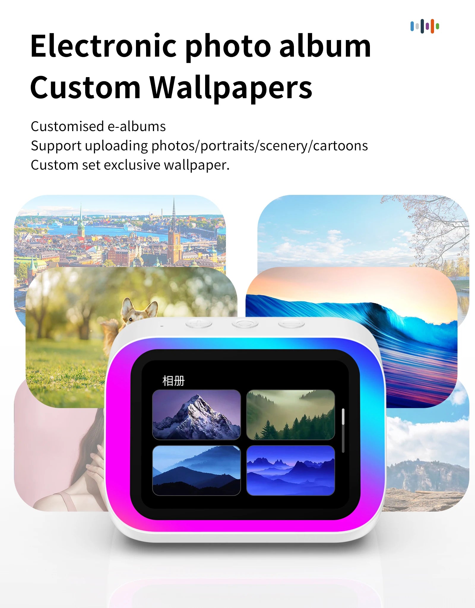 Smart Speaker with Screen Display — Voice Assistant, Bluetooth, Photo Album & Smart Home Hub