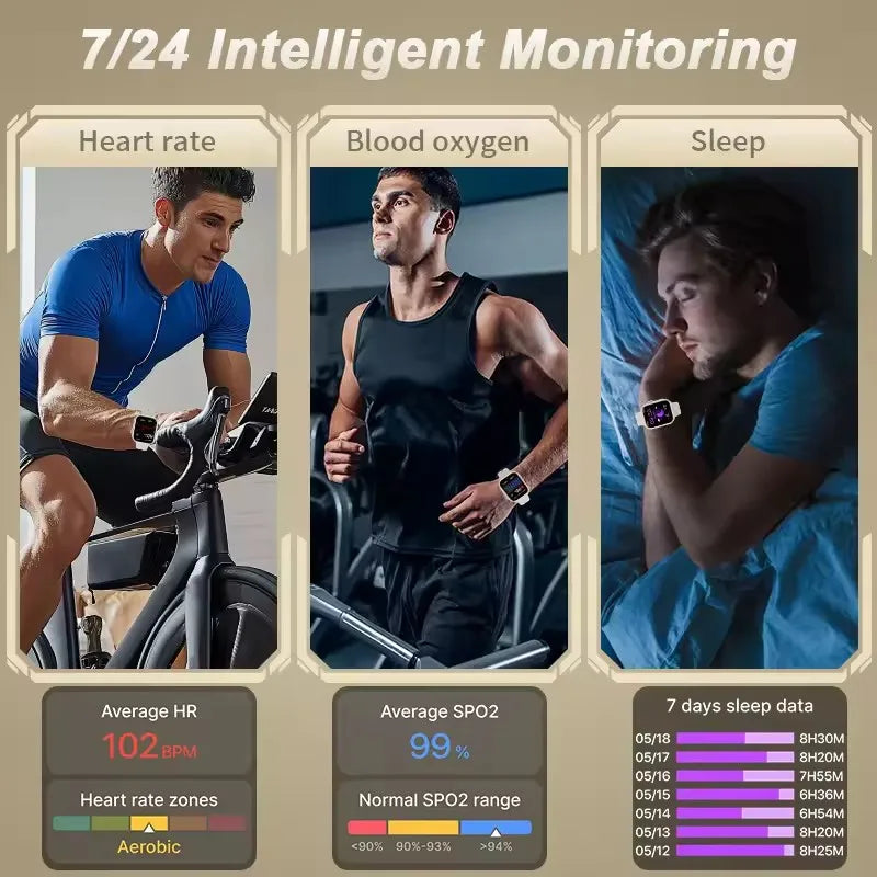 New Smart Watch Men Women 1.85-Inch HD AMOLED Full Touch Screen IP68 Waterproof Bluetooth Call SmartWatch Men For Android IOS