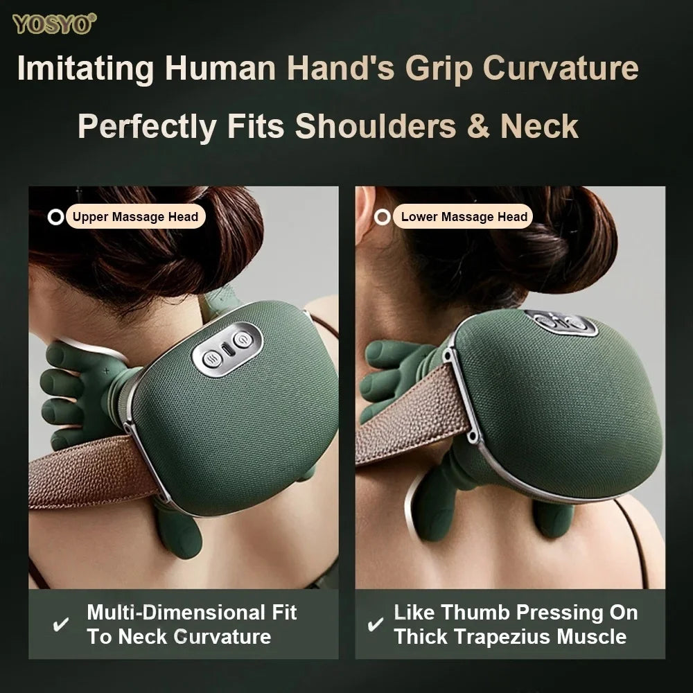 Neck Shoulder Massager Finger Pressure Shiatsu Neck Back and Shoulder Massager Electric Kneading Neck Deep Massage Muscle Relax