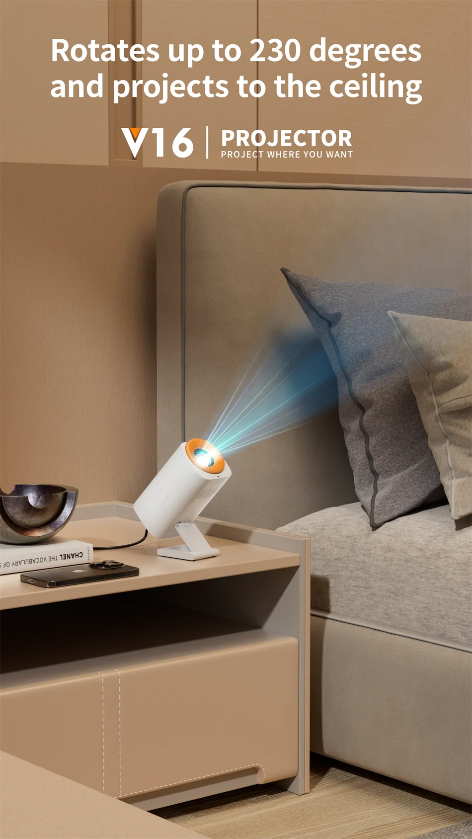 2026 New Mini Projector Smart Home Theater Wifi6 BT 5.0 Android 11 4k Ultra HD 180 Rotation Mobile Projection Game Projection