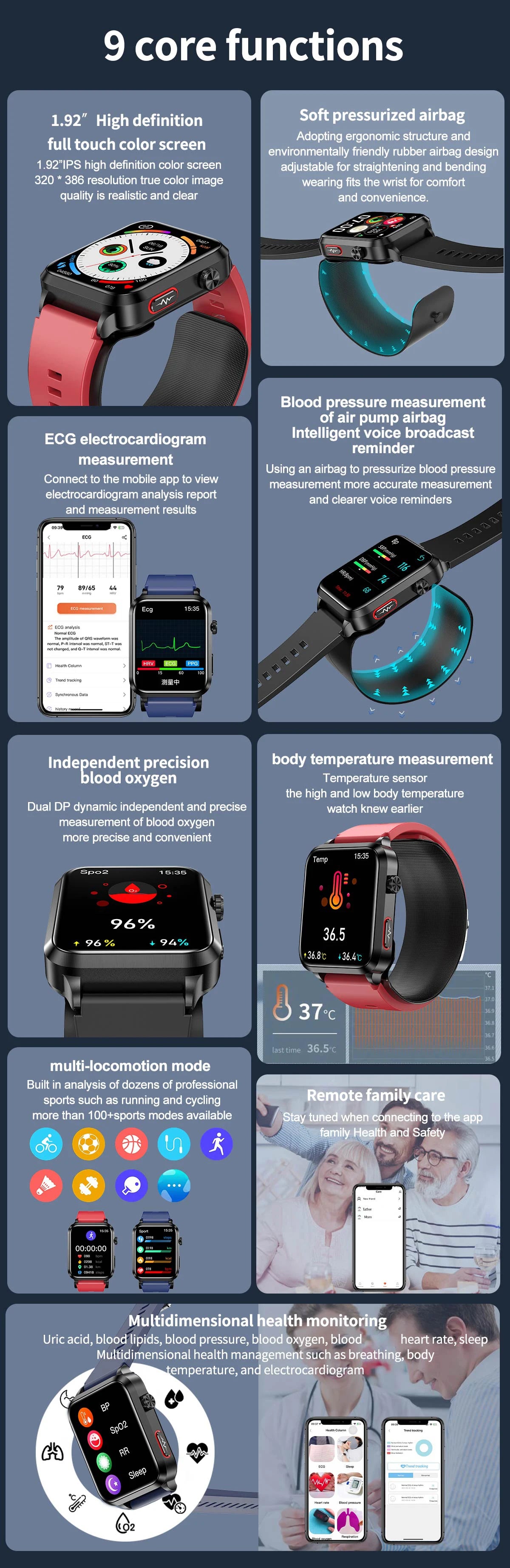 Smart Watch men 2026 New Air Pump Airbag health watch True Accurately Blood Pressure Uric Acid Blood Lipids watch waterproof