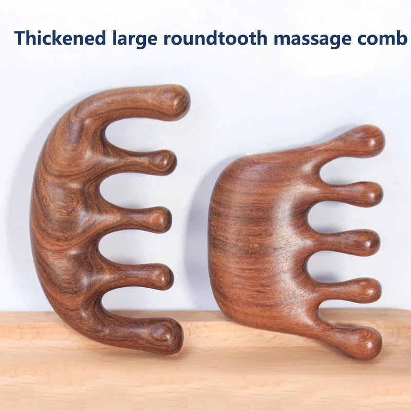 Head massager  Sandalwood Hair Comb Scalp Relax Acupoint Massager Portable Wooden Handle Comb Anti-static Styling Tool