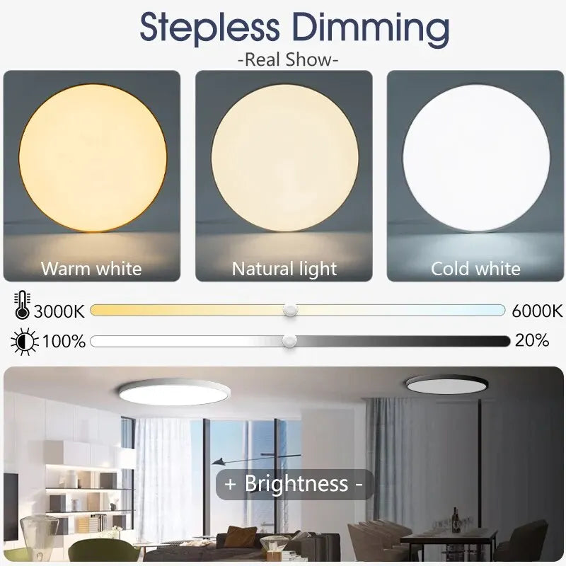Smart LED Ceiling Lamp — Dimmable, APP & Remote Control, 36W/50W