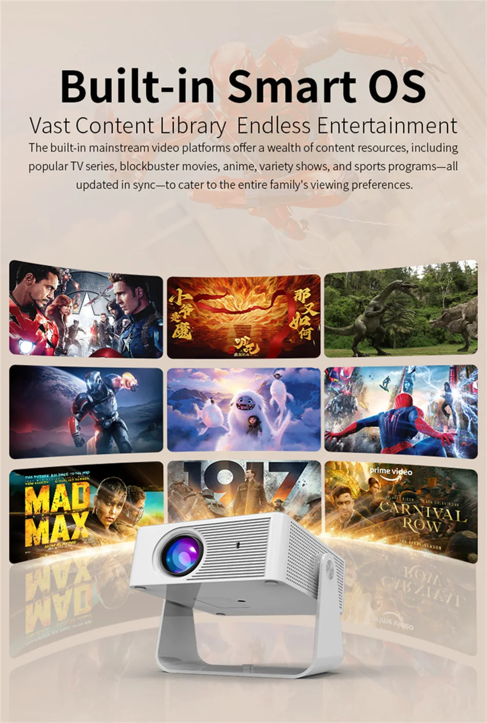 2025 X3 Projector Portable Projector Wifi Smart 1280 720P Full HD Office Home Theater Video Mini Projector Mobile Projection