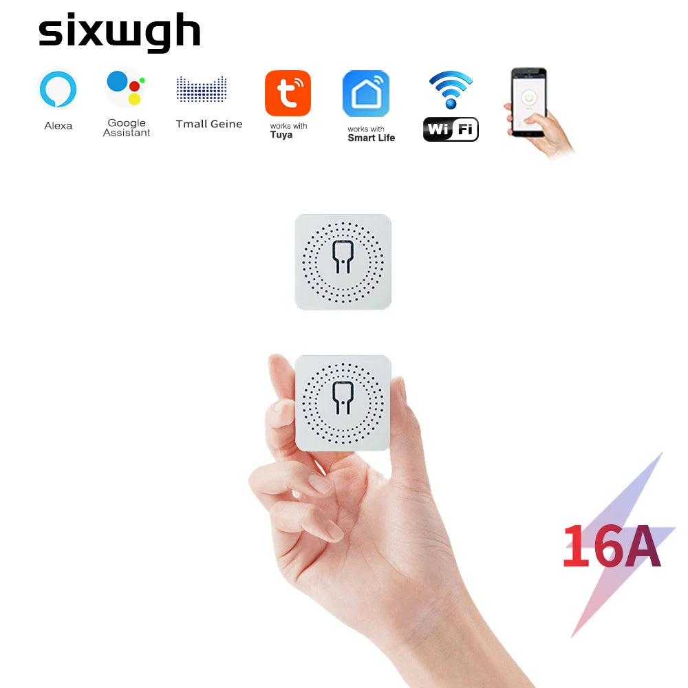Smart Mini WiFi Switch — Voice & APP Control, 16A, Flame-Retardant, Easy Install