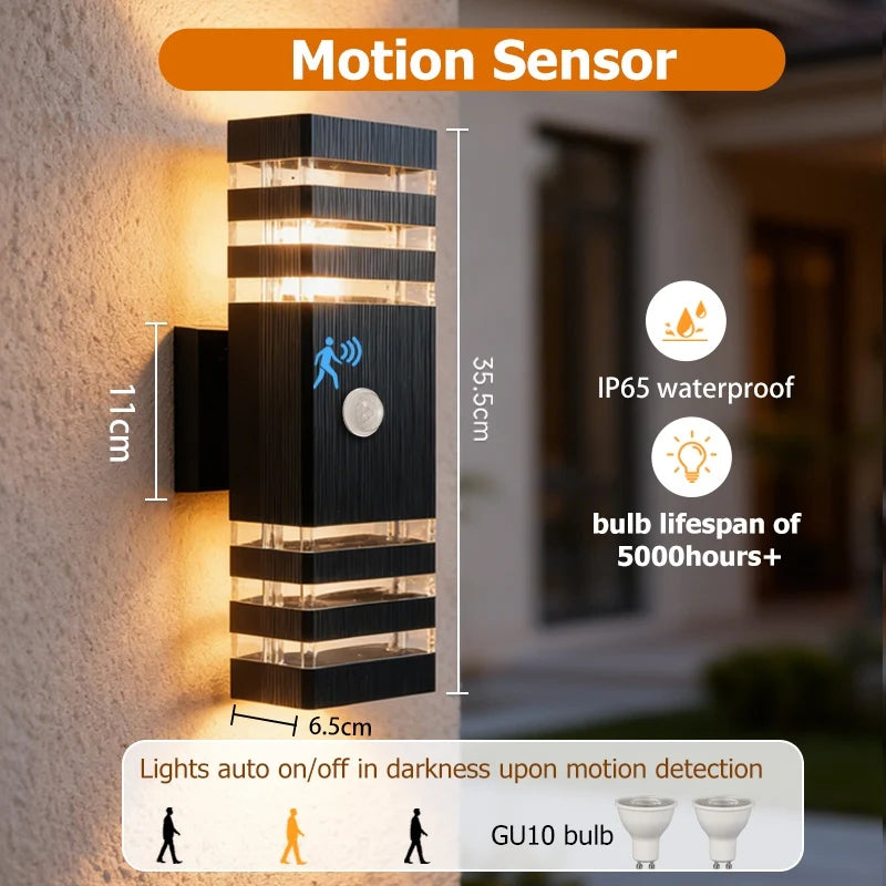 Smart Motion Sensing Outdoor Wall Light — Waterproof LED, 110V-220V for Porch & Garden