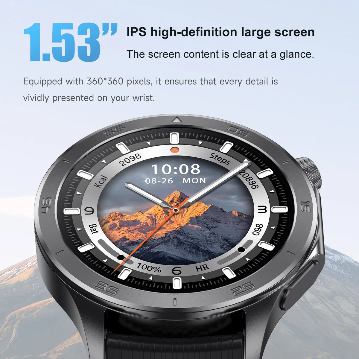 2026 new smart watch 1.53-inch HD large screen supports Bluetooth calls, multiple sports modes, compass health monitoring