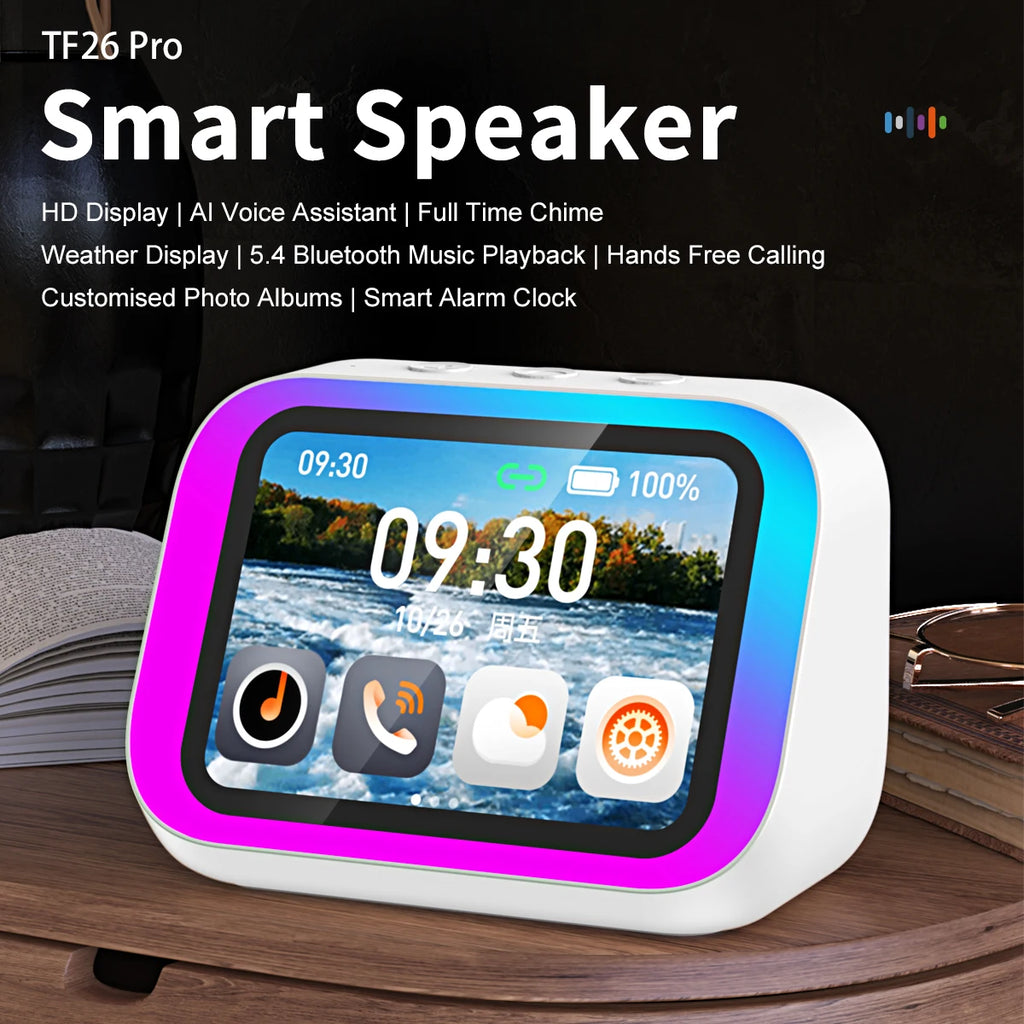 Smart Speaker with Screen Display — Voice Assistant, Bluetooth, Photo Album & Smart Home Hub