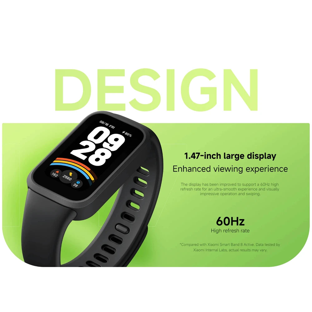 Xiaomi Smart Band 9 Active Global Version 1.47'' Display 18 Days Battery Life Health Monitoring 5ATM Sports Bracelet Mi Fitness