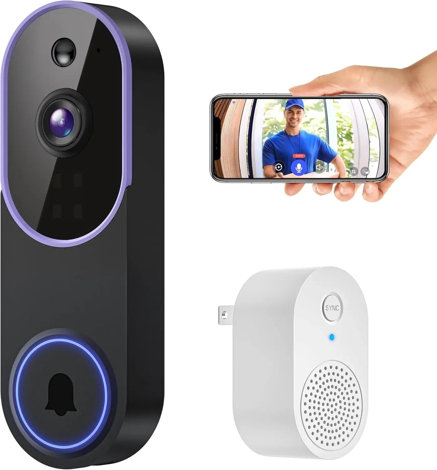 Smart Wireless Video Doorbell — AI Detection, Night Vision & Battery Powered
