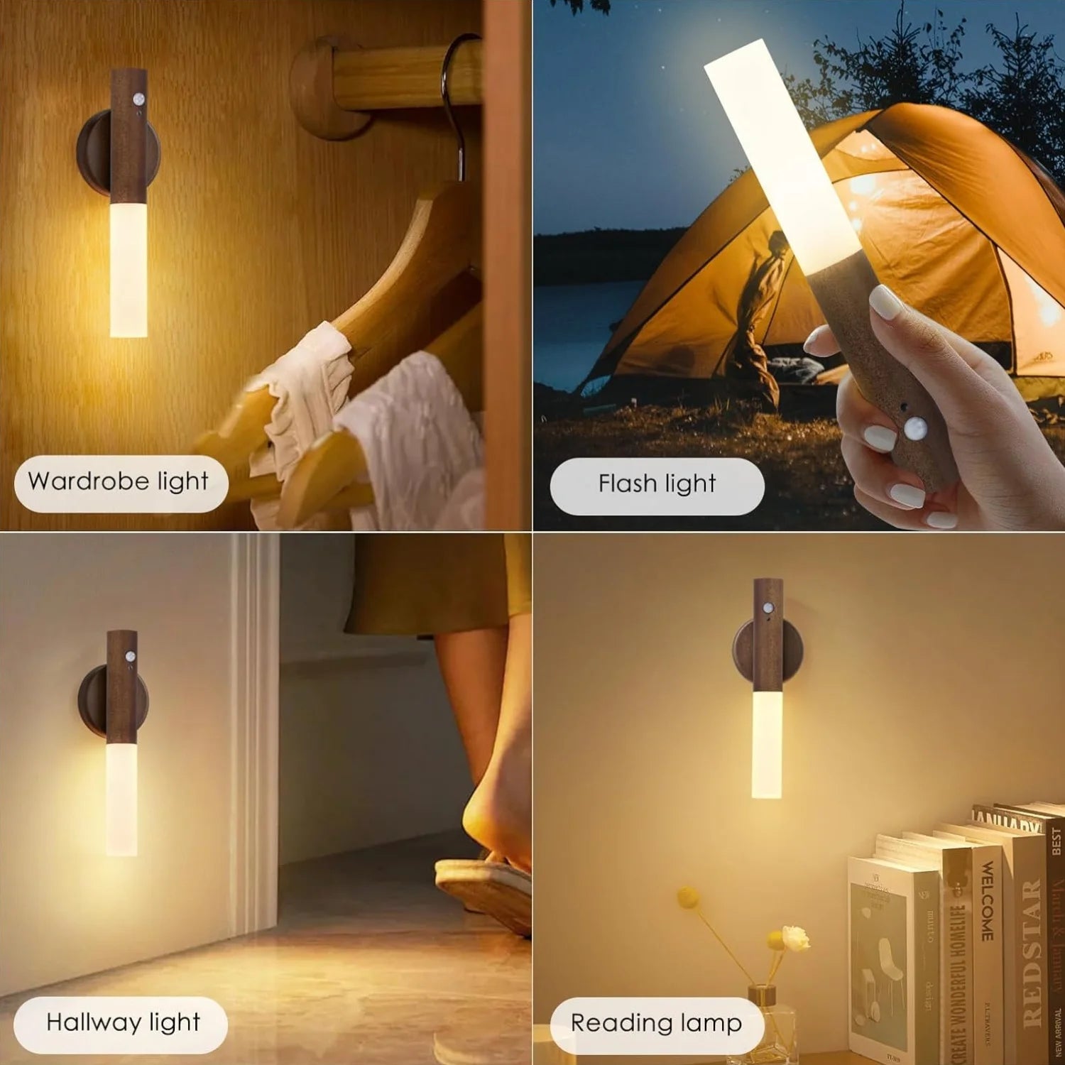 Motion Sensor Night Light — Rechargeable Magnetic Wall Lamp for Hallway, Bedroom & Stairs