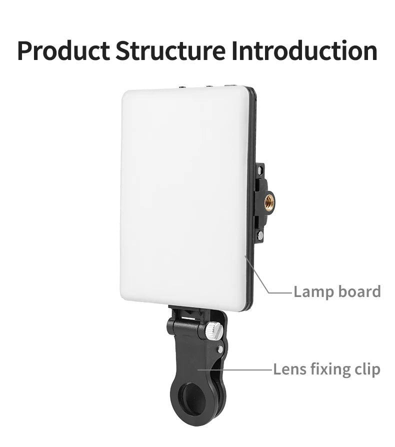 Mini Fill Light RGB LED Straight Pocket Video Photography Lighting Pocket Live Vlog Clip for Phone iPhone iPad Laptop Camera