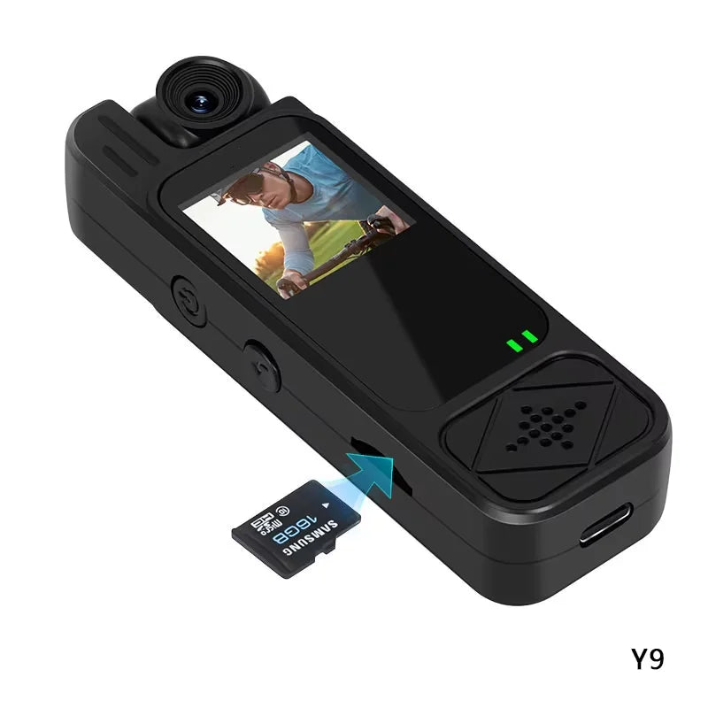 Mini pocket camera with screen, portable recorder, audio and video recording, back clip, high-definition infrared night vision