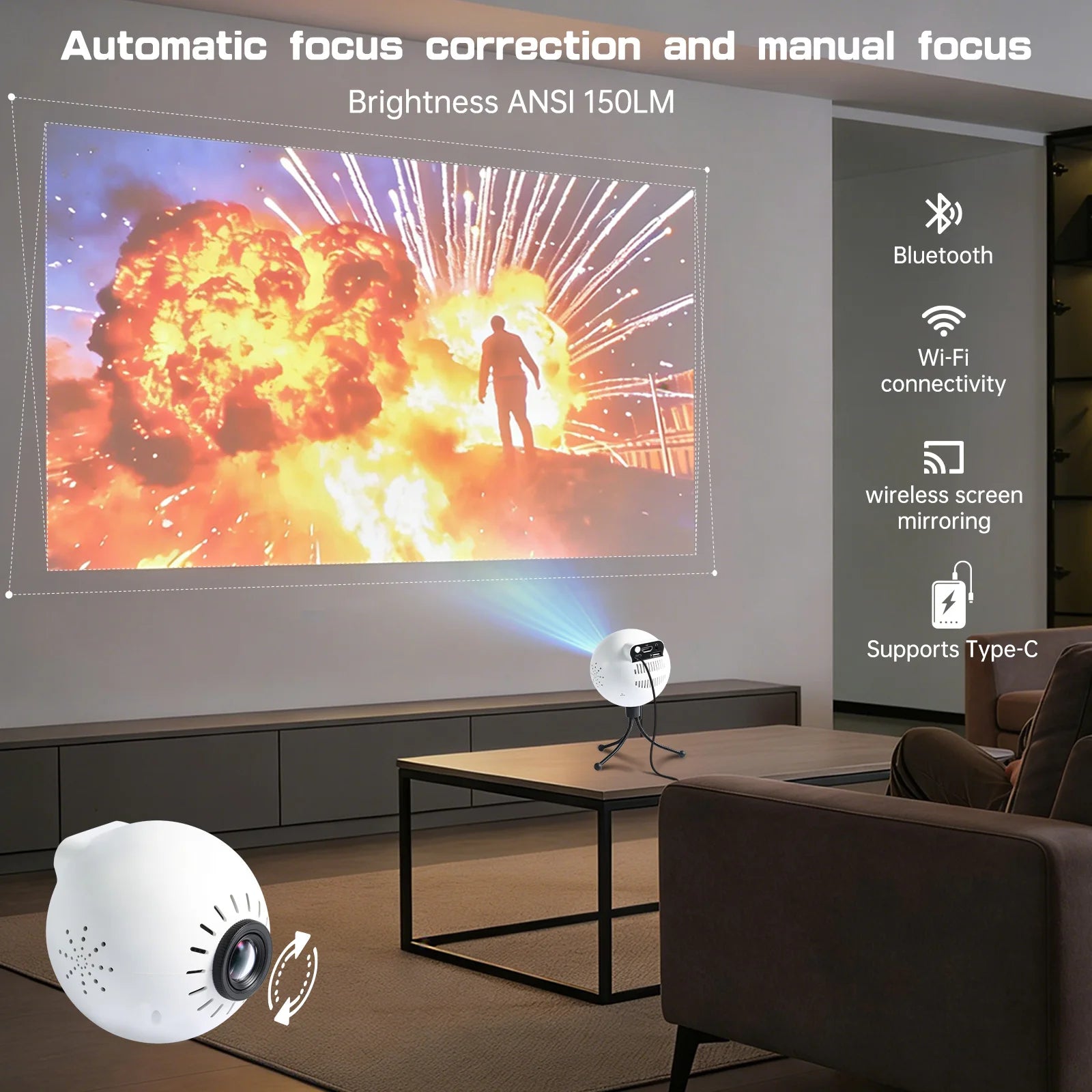 New K25 Mini 4K Full HD Android Projector 300 ANSI WiFi6 BT5.0 Short Throw Portable Mini for Home Theater Outdoor Movie 2026 New