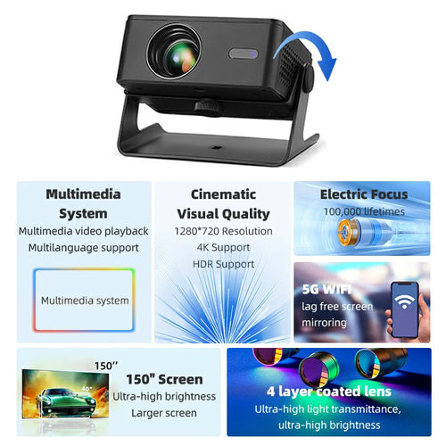 AUN A32 Pro Portable Projector — Android, 4K 1080P, Laser, WiFi, LED, Smart TV for Home & Outdoor