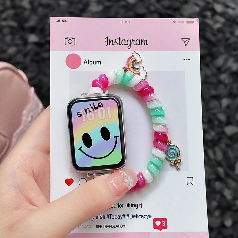 Elastic Stretchable Strap for Redmi watch 6 5 4 Gorgeous Scrunchie brecelet pulseira correa Xiaomi Smart mi band 9 pro/8 pro