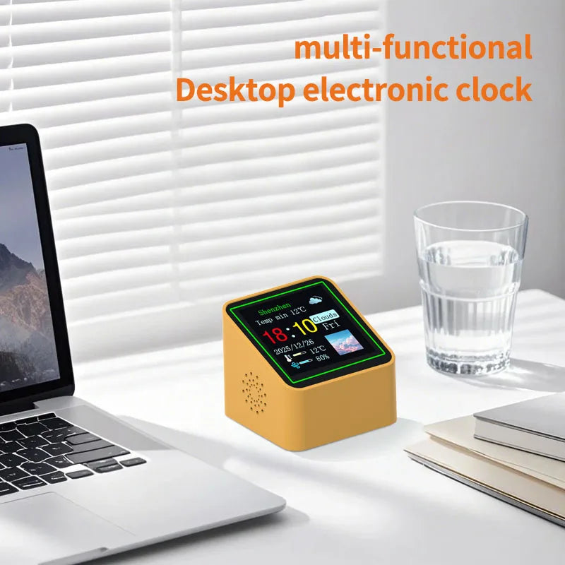 Smart Desktop Electronic Clock WIFI Weather Station Digital Small TV Display Multifunctional Home Indoor Temperature Humidity