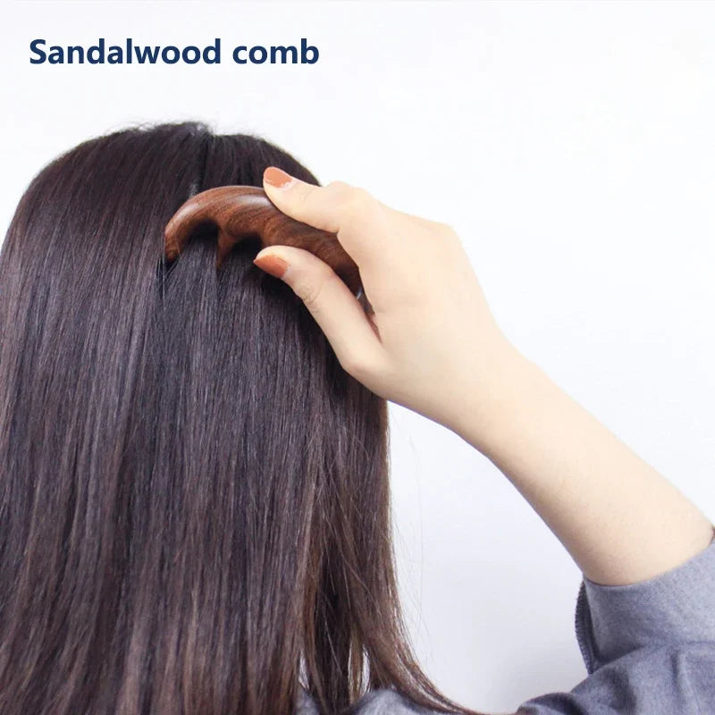 Head massager  Sandalwood Hair Comb Scalp Relax Acupoint Massager Portable Wooden Handle Comb Anti-static Styling Tool
