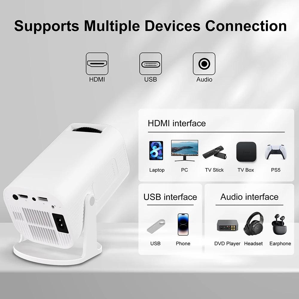 Salange P330 Mini Projetor Android 14 300 ANSI 4K 8K 1080P Wifi6 BT5.3 Home Cinema Portable Projector