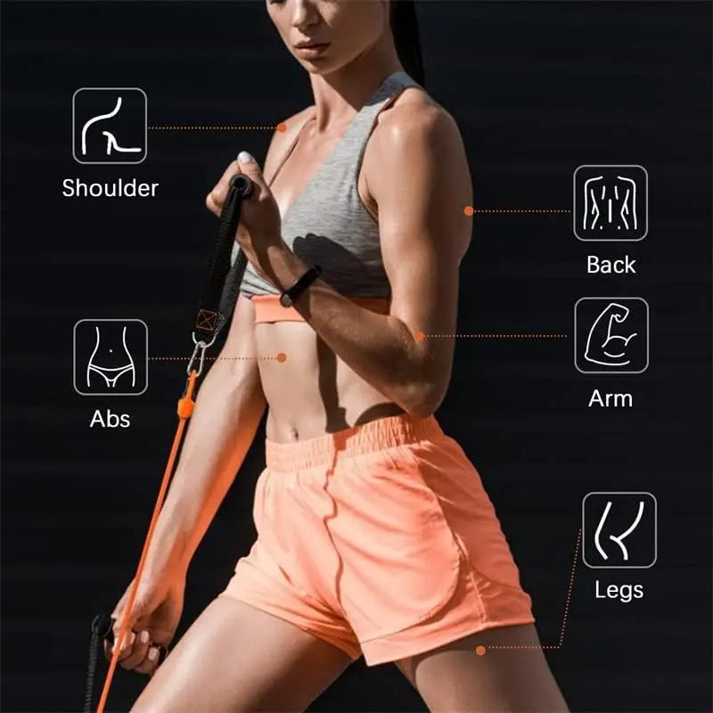 Resistance Bands Set Exercise Bands with Door Anchor Legs Ankle Straps for Resistance Training Physical Therapy Home Workouts